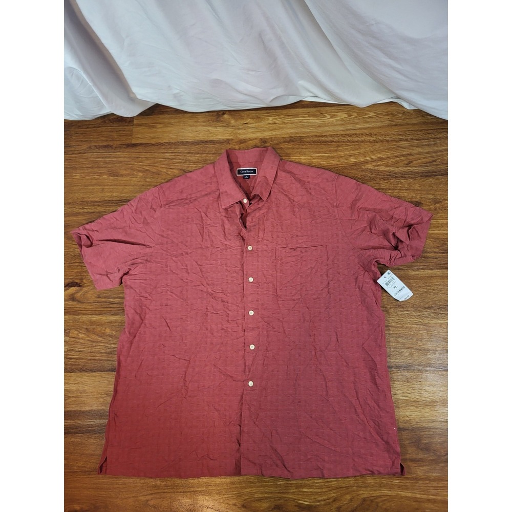 NWT Club Room‎ Size XL Light Read Textured  S/s Button Up  Silk Blend